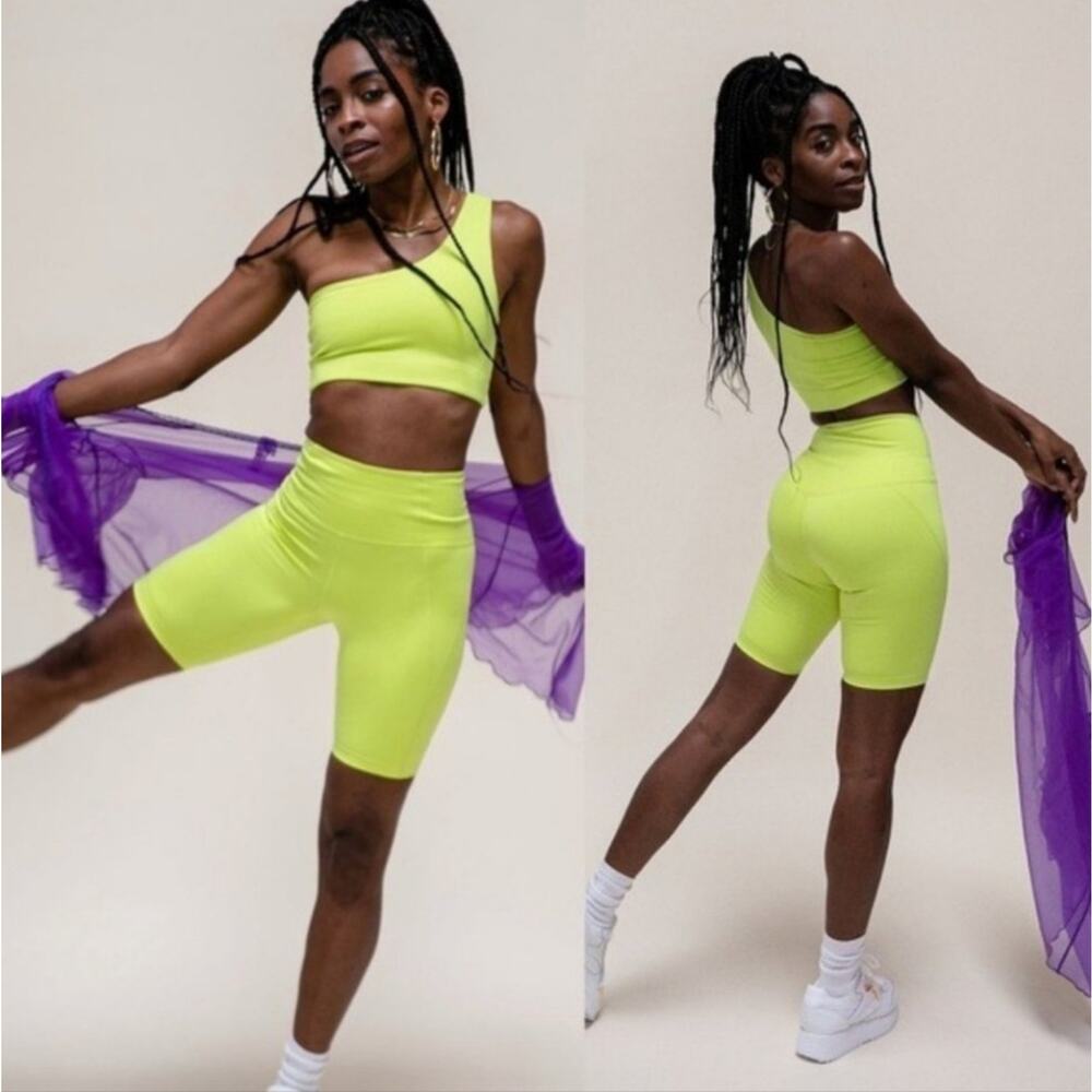 Girlfriend collective Bike short neon high rise shorts